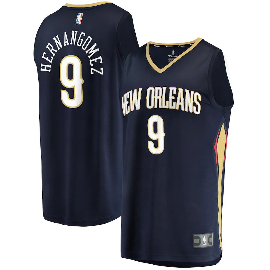 Men New Orleans Pelicans 9 Willy Hernangomez Fanatics Branded Navy Icon Edition 2021-22 Fast Break Replica NBA Jersey